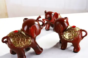 3 бр., слон от смола, Домашно сватбена Декоративно-Приложното Изкуство, Късмет, Щастлив Слон, Украса от Червено дърво, сватбена украса от смола с ръчно изработени