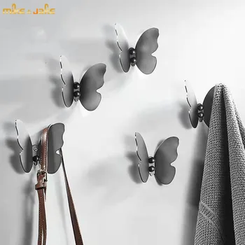 Месинг кука лесен луксозен оръжеен метал триизмерна пеперуда спалня закачалка за дрехи декорация на верандата креативна закачалка за дрехи