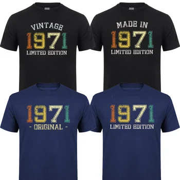 Страхотна Тениска в ретро стил, роден през 1971 г., Мъжки Реколта тениска, направена през 1971 година, Подарък За Рожден Ден, лимитирана серия, тениска, Топ, с Оригинални Детайли, Облекло